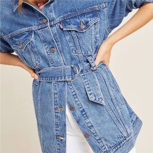 Levi’s Anthropologie Denim Jean Trucker Belted Jacket XS
